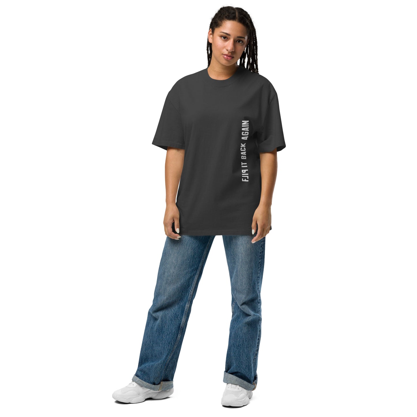 Flip It Back Again Dark Oversized faded t-shirt