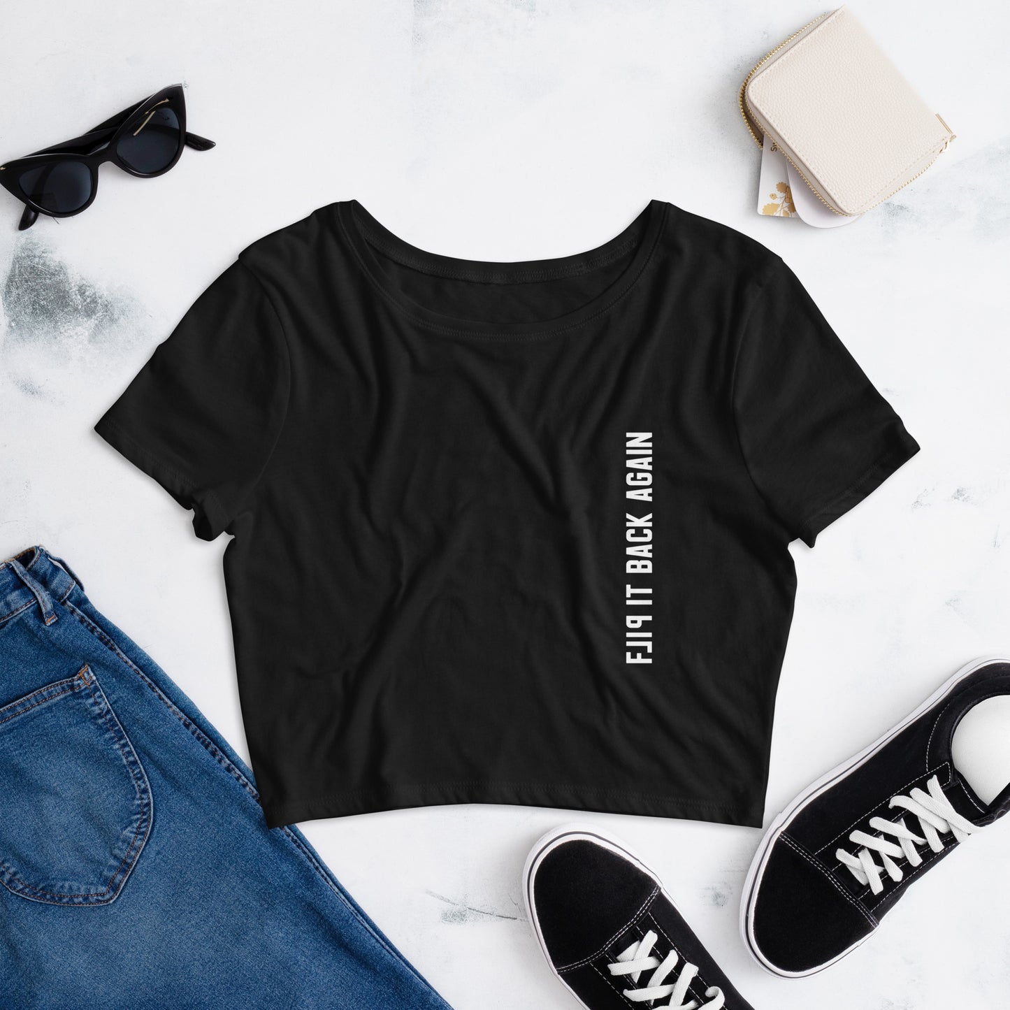 Flip It Back Again Dark Crop Tee