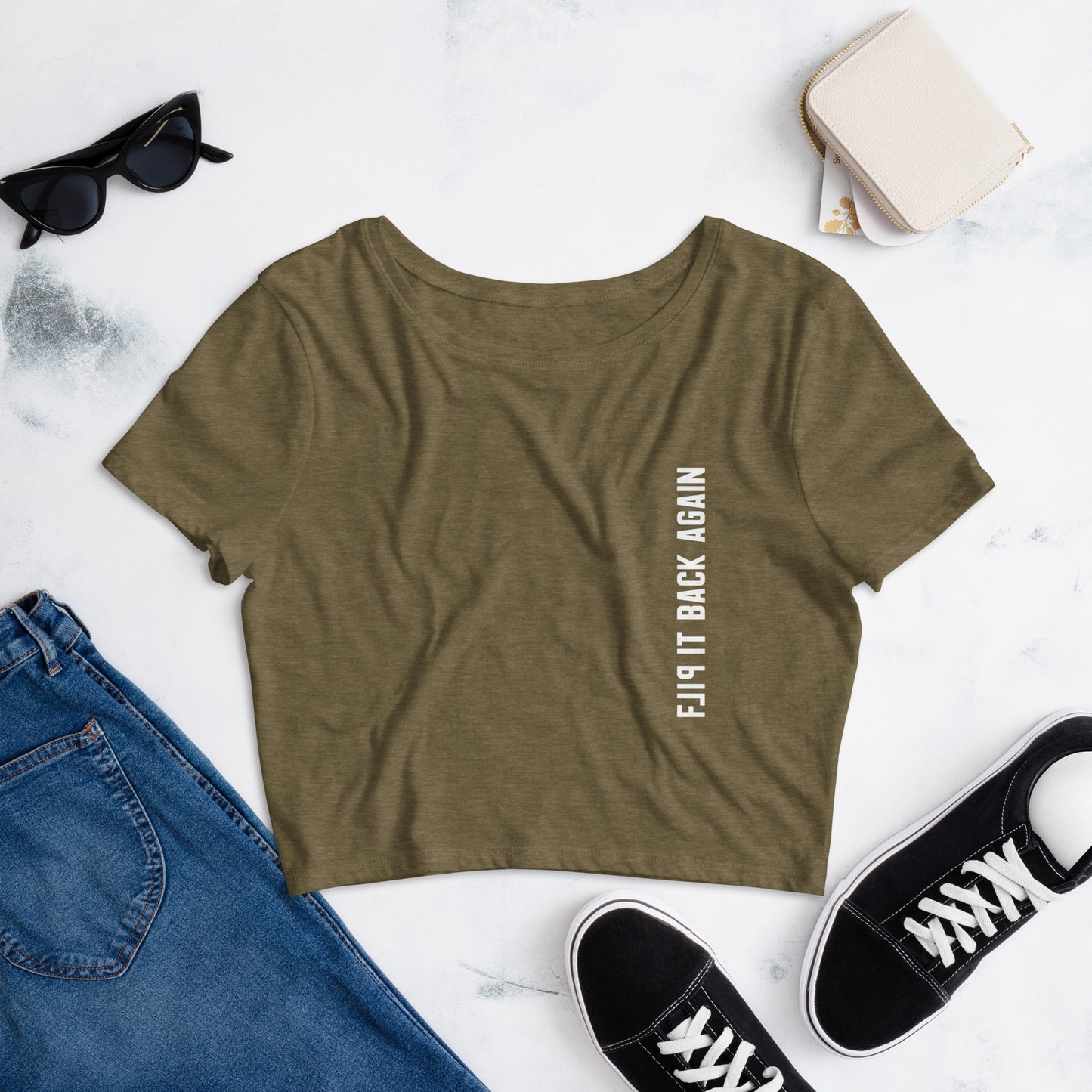 Flip It Back Again Dark Crop Tee